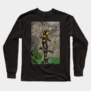 Fire Salamander on Rock Long Sleeve T-Shirt